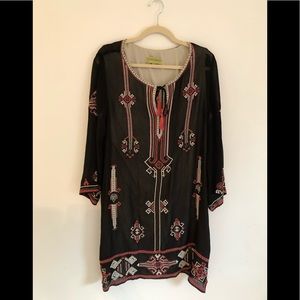 Black Indian pattern style dress with beading and embroidery details